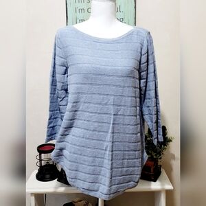 Woman's Casual Light Blue Cotton Boutique Sweater